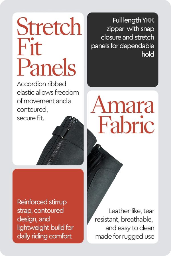 Horze Protective Amara Fabric Half Chaps for Equestrian-4