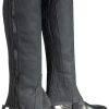 HORZE Black Synthetic Leather Half Chaps for Kids-8