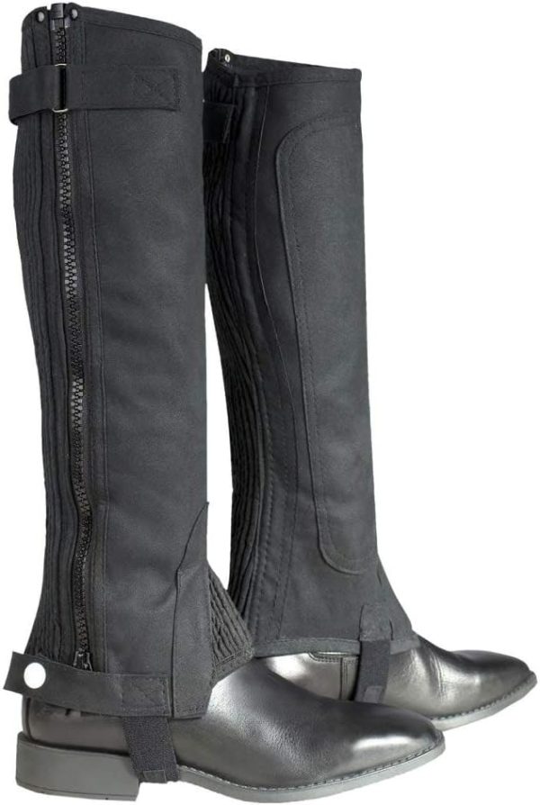 HORZE Black Synthetic Leather Half Chaps for Kids-8