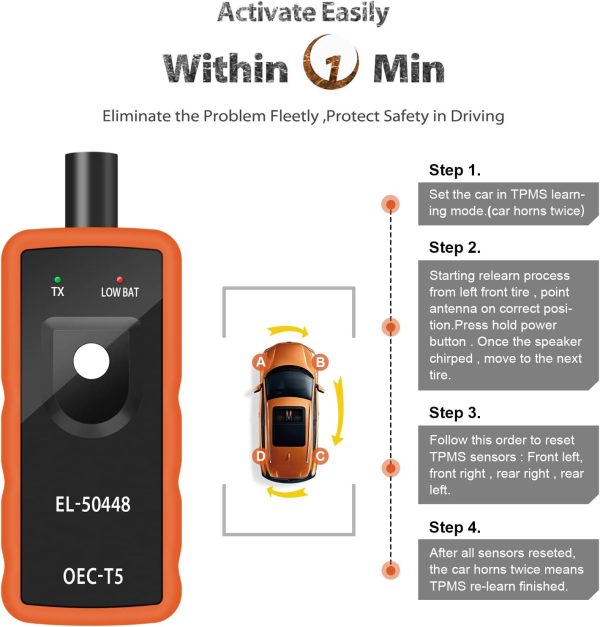 JDIAG EL50448 TPMS Relearn Tool Orange-3