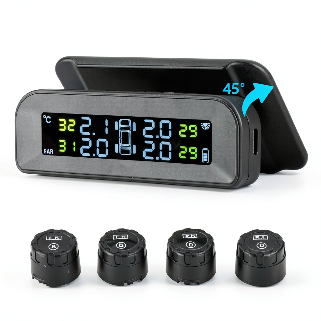 TPMS monitor mounted on a car windshield