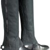 HORZE Black Synthetic Leather Half Chaps for Kids-0