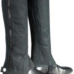 HORZE Black Synthetic Leather Half Chaps for Kids-0