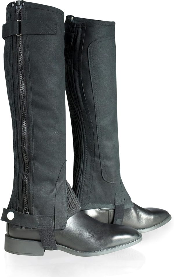 HORZE Black Synthetic Leather Half Chaps for Kids-0