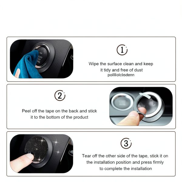 povtii Car Start Stop Button Cover ABS Durable Red-5