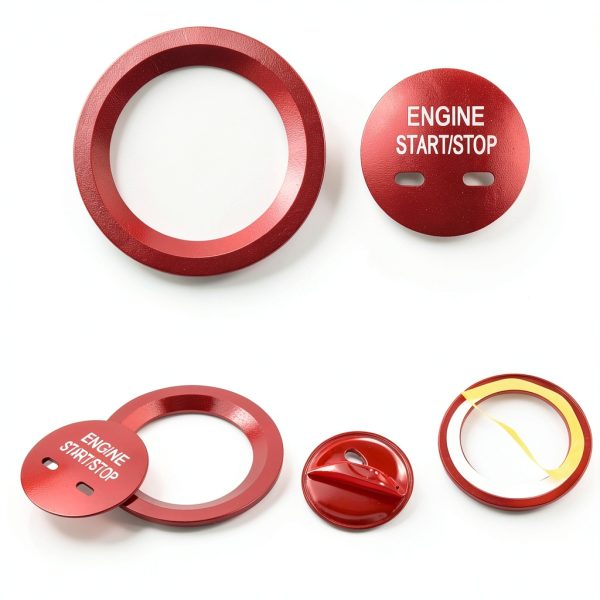CARFIB Ignition Button Caps Aluminum Red Design-3