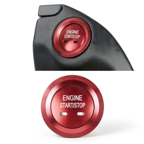 CARFIB Ignition Button Caps Aluminum Red Design-0