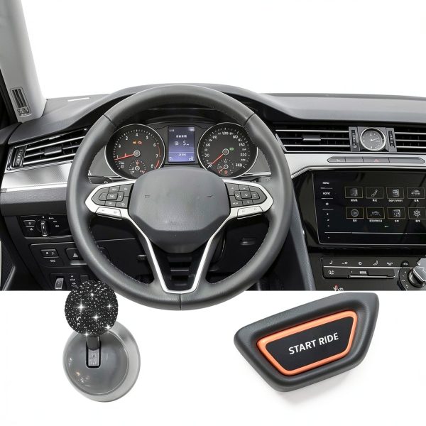 LHDOS Car Push Start Button Cover Black Alloy-4