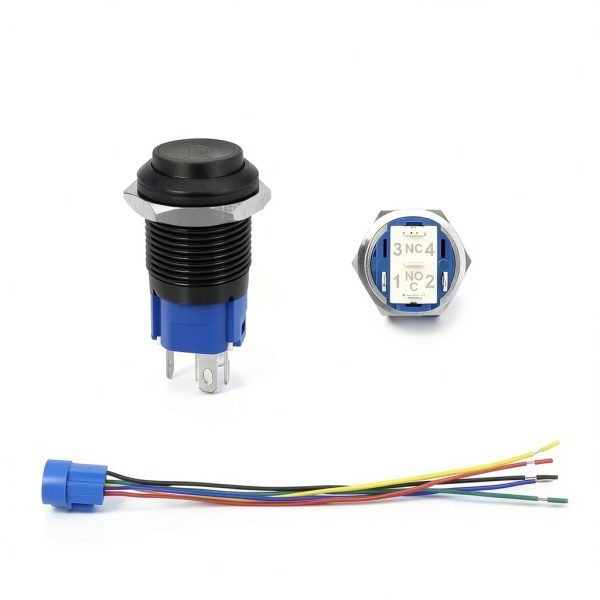 Gephynm Push Button Switch 12V Automotive 5A Waterproof Black-3
