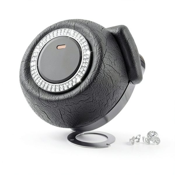 Key Ignition Knob Bling Ring Whaletail Alloy Rhinestone 1.5in White-3