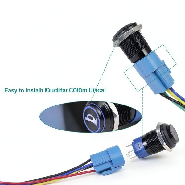 Gephynm Push Button Switch 12V Automotive 5A Waterproof Black-6