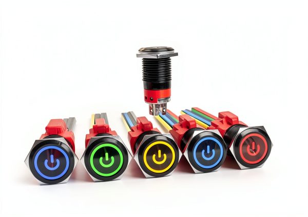 APIELE Pushbutton Switch GQ16BF-11EZP Red/Black Shell Waterproof 12V-3