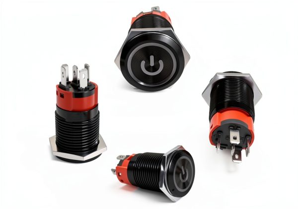 APIELE Pushbutton Switch GQ16BF-11EZP Red/Black Shell Waterproof 12V-2