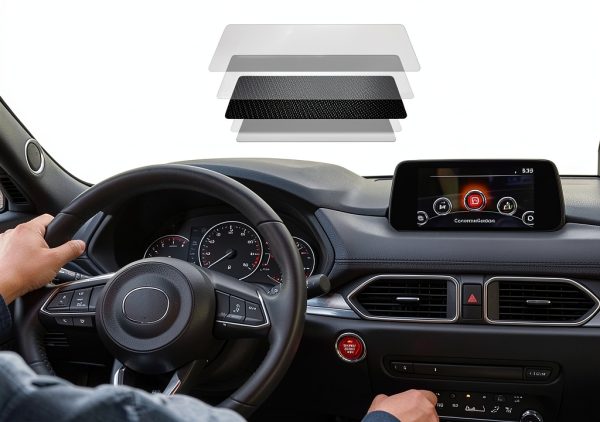 ANFOKAS Carbon Fiber Engine Button Cover for Mazda CX-5 MX-5 Black Red-4