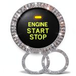 Key Ignition Knob Bling Ring Whaletail Alloy Rhinestone 1.5in White-0