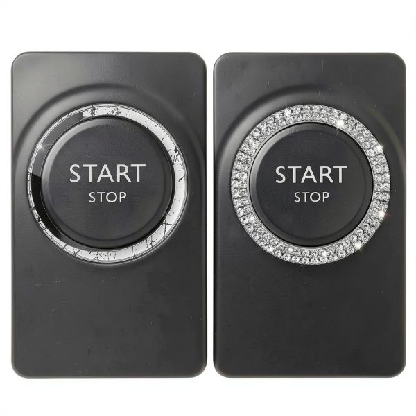 Key Ignition Knob Bling Ring Whaletail Alloy Rhinestone 1.5in White-4