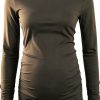 Ecavus Women's Maternity Sleeve Tunic with Side Ruche Olive Medium-1