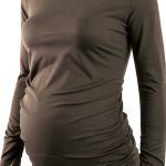Ecavus Women's Maternity Sleeve Tunic with Side Ruche Olive Medium-0
