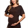 Ficerd Women's Maternity Shirts 3-Pack Boat Neck Short Sleeve Tunic-3