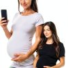 Ficerd Women's Maternity Shirts 3-Pack Boat Neck Short Sleeve Tunic-2