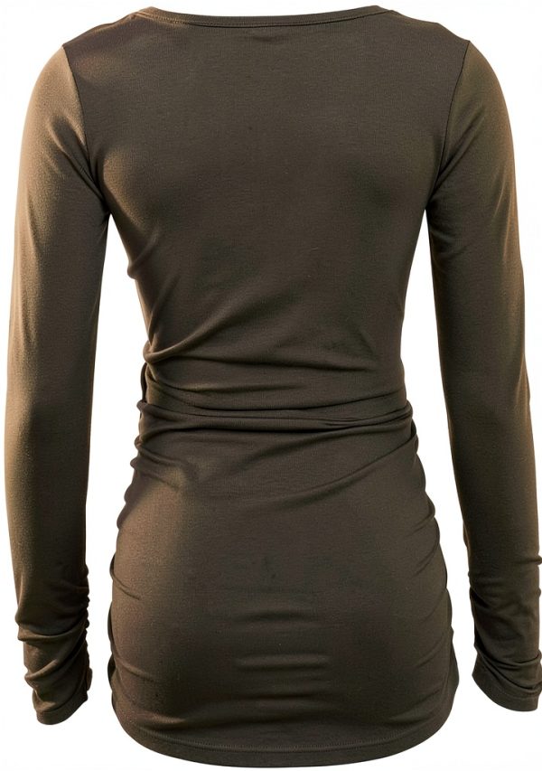 Ecavus Women's Maternity Sleeve Tunic with Side Ruche Olive Medium-2