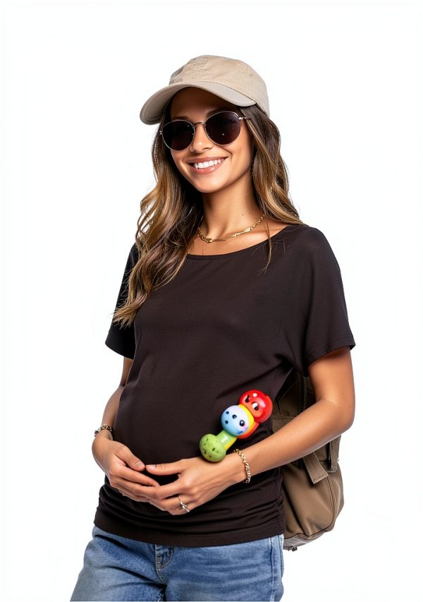 Ficerd Women's Maternity Shirts 3-Pack Boat Neck Short Sleeve Tunic-4